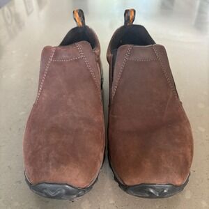 Merrell Jungle Moc Nubuck Men 13 Brown Leather Slip On Shoe Work‎ Casual READ